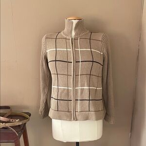 Liz Claiborne Beige Plaid Women's Sweater